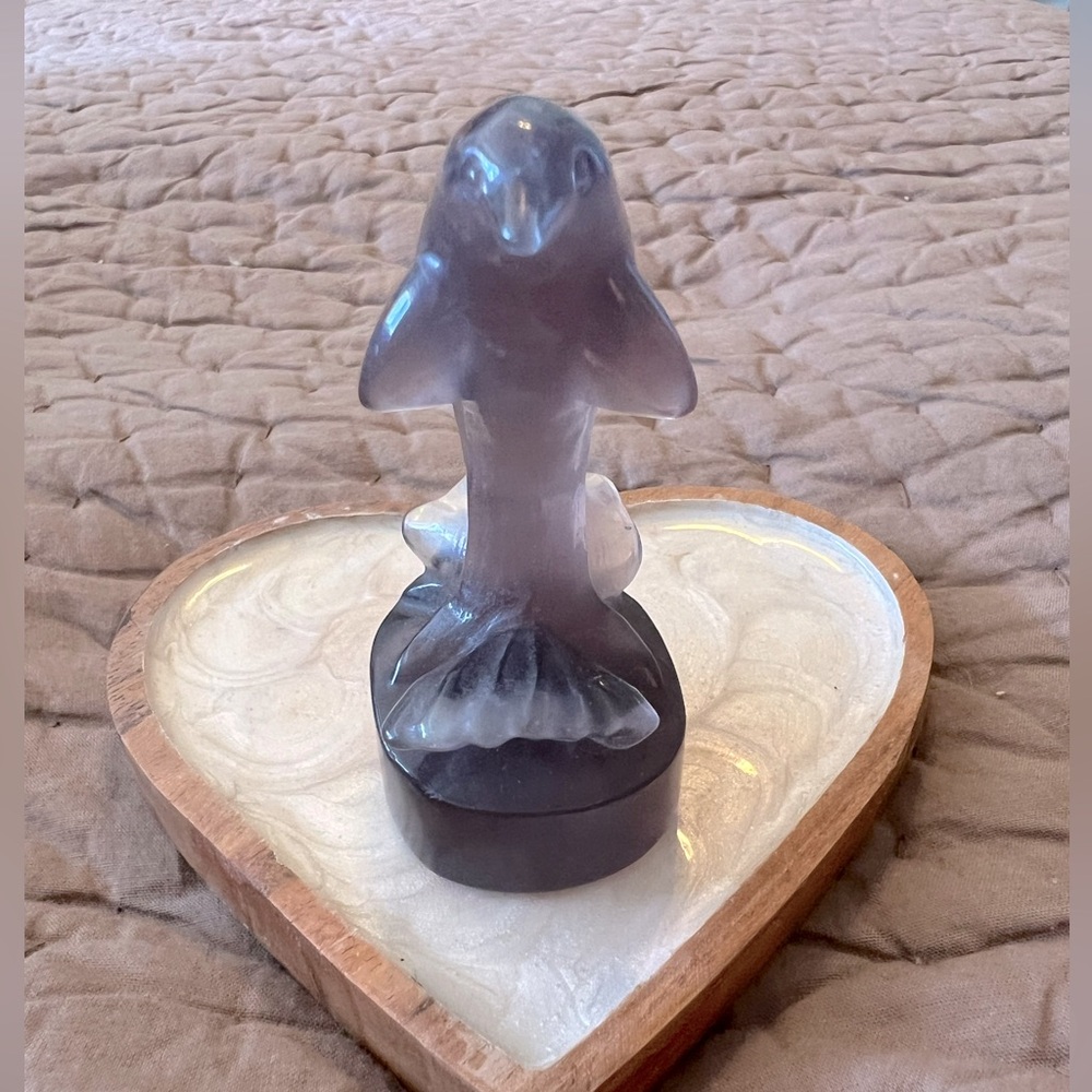 Handcarved Fluorite Dolphin Figurine, 3.25”